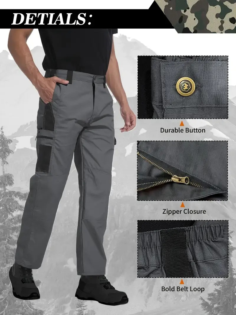 Men's Solid Color Tactical Work Pants,230g/m² new fabric，with Multiple Pockets and Zipper Closures, Durable Outdoor Training Pants, Available in Multiple Colors