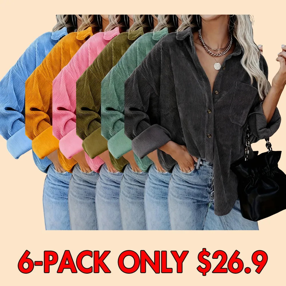 Women's Corduroy Shirt with Pocket Buttons and Front Opening