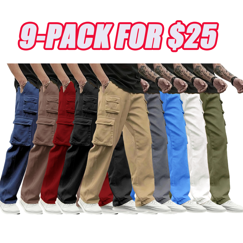 Men's Multi-Pocket Cargo Joggers, Solid Color Lightweight Casual Pants