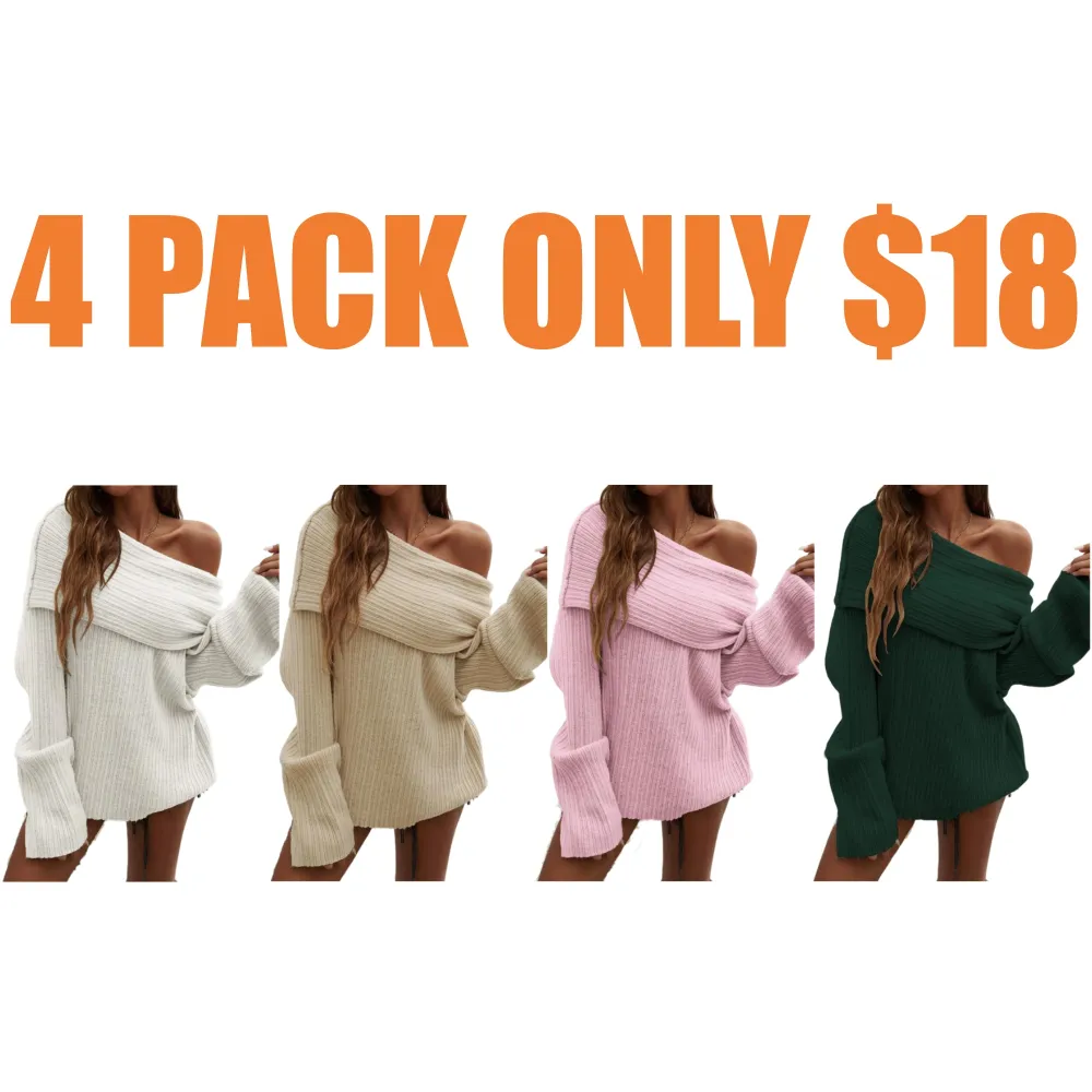 Women's Solid Off Shoulder Drop Shoulder Sweater