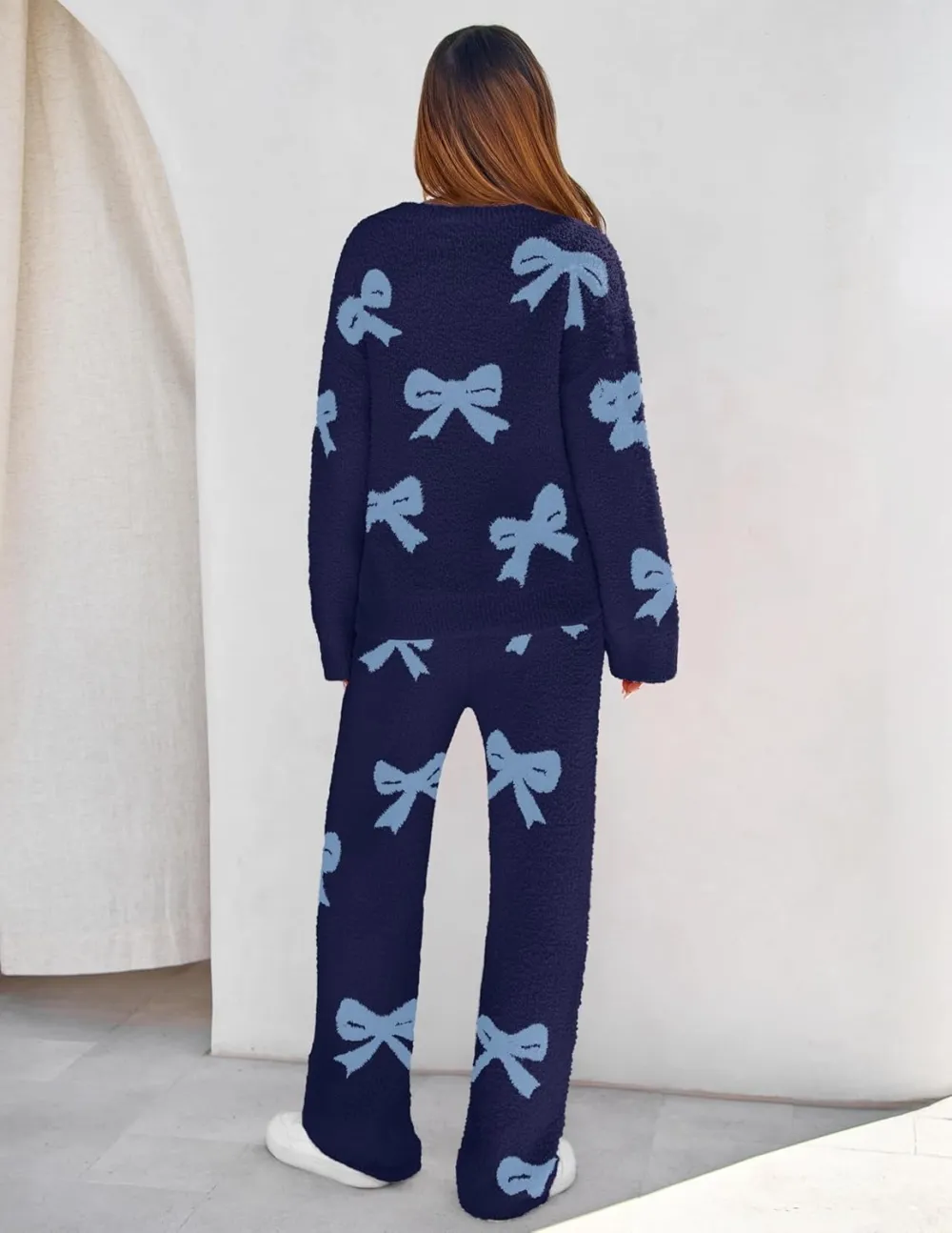 Women's Lounge Sets 2025 Fall Fashion 2 Piece Outfits Sweater Pajama Set