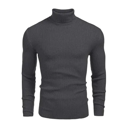 Autumn Men's Knitted Ribbed Turtleneck Slim Fit Basic Sweater