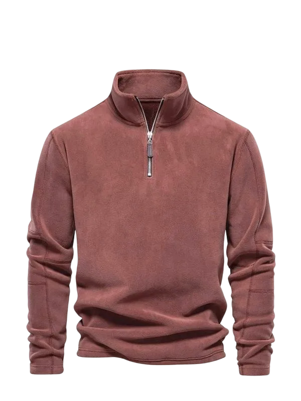 Men's Solid Half Zip Funnel Neck Polar Fleece Sweatshirt