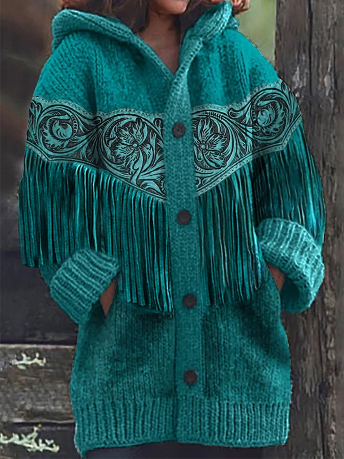 Women's Vintage Western Fringe Cardigan