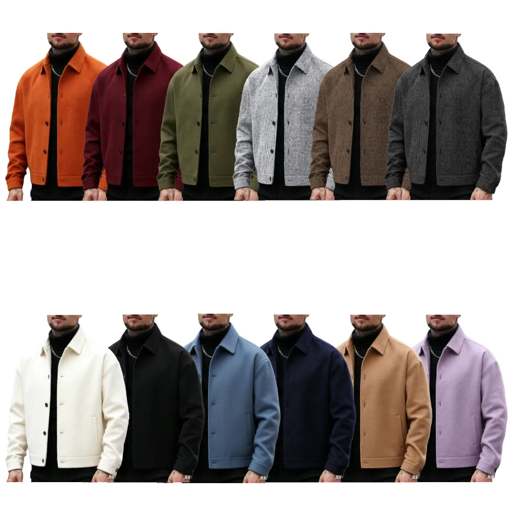 Men's long-sleeved, loose-fitting wool jacket, suitable for work or outdoor wear, lightweight and warm