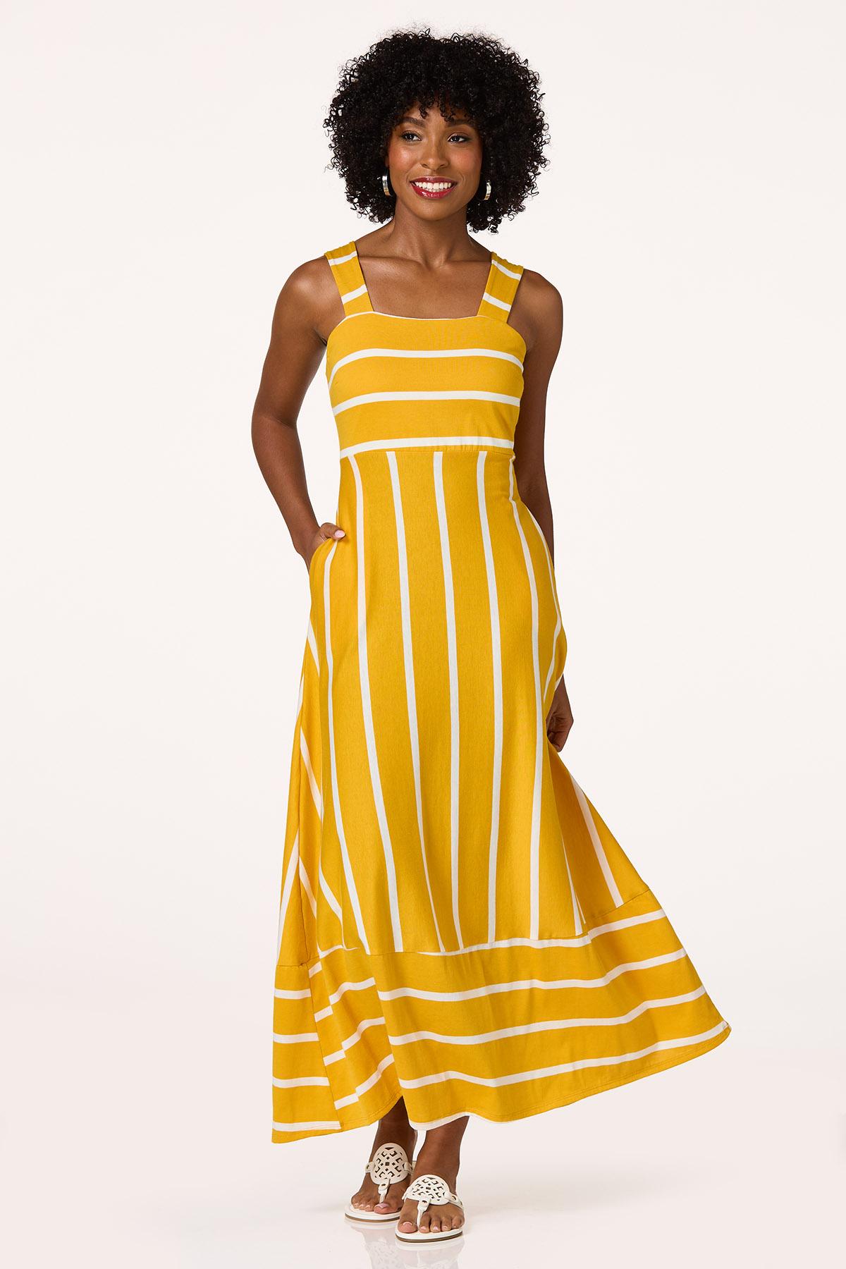 Petite Gold Stripe Maxi Dress