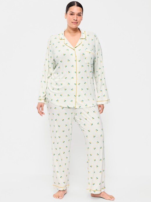 Sunday Sleep Knit Jersey Pant Set Yellow Floral