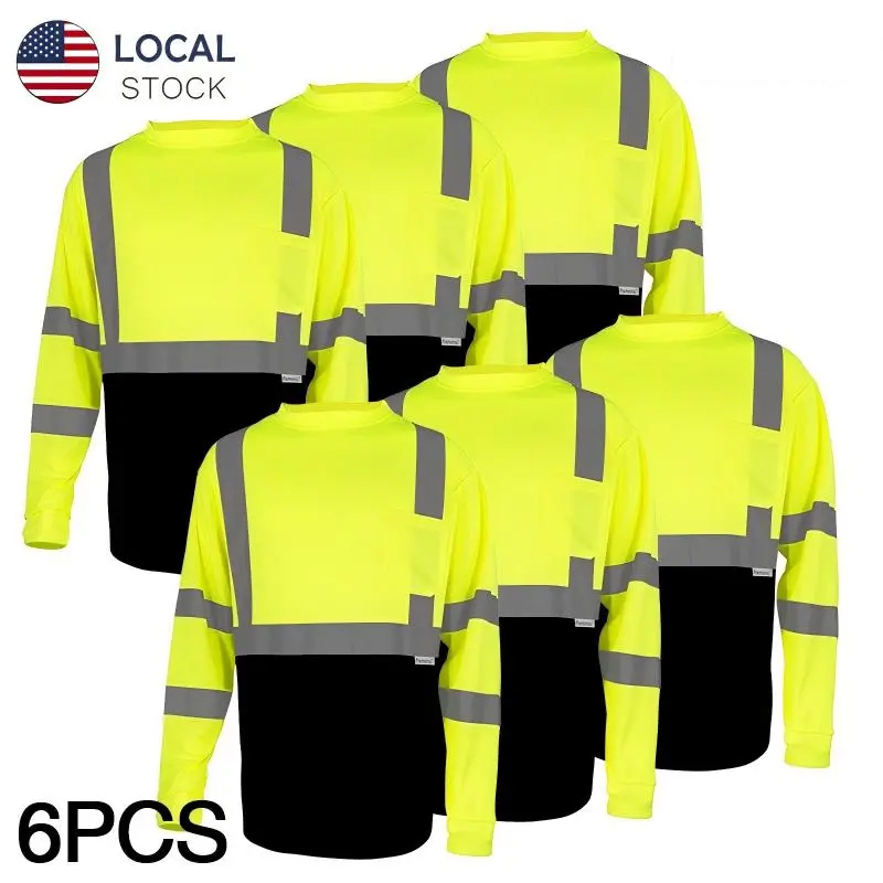 6-Pack Hi-Vis Performance Work Hoodie Shirts (Quick-Dry & Breathable)