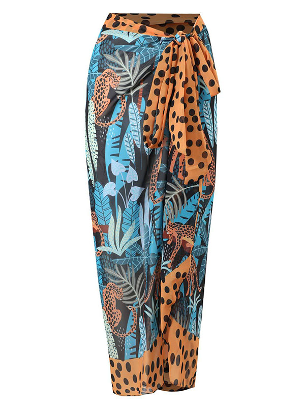 Floral Leopard Print One Piece Swimsuit