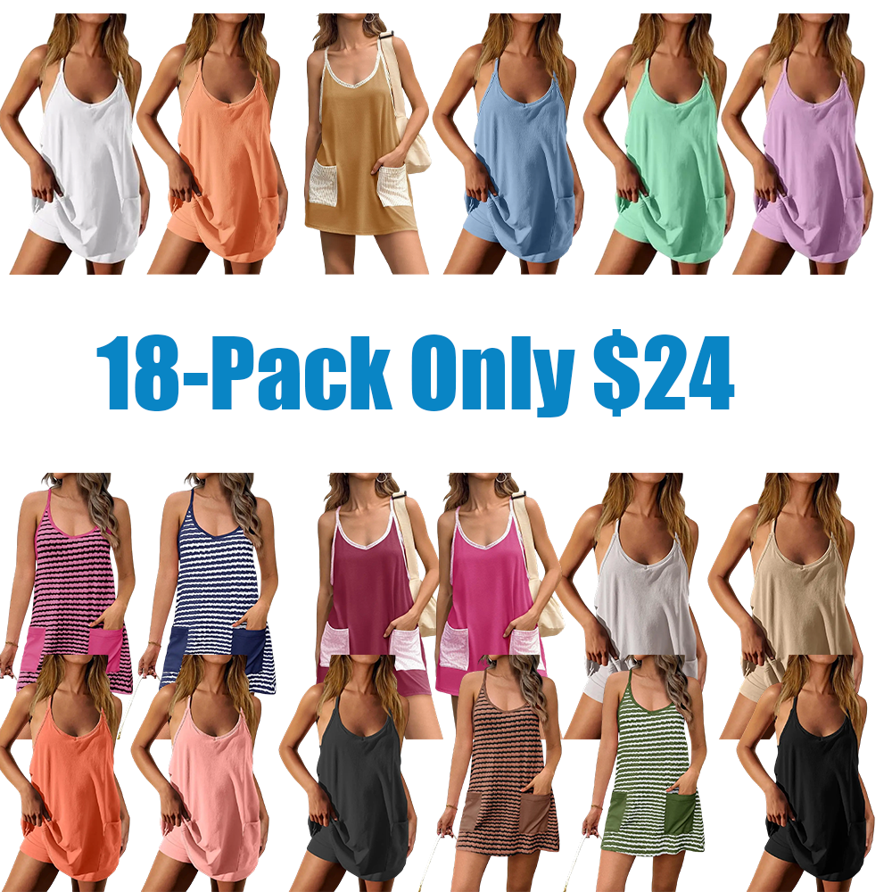 Women's Summer Mini Dress Casual Workout Tennis Dress with Shorts Sleeveless Althletic Dresses