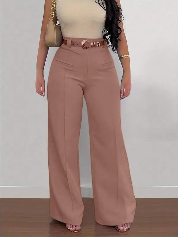 Women's Plain Pocket Wide Leg Pants