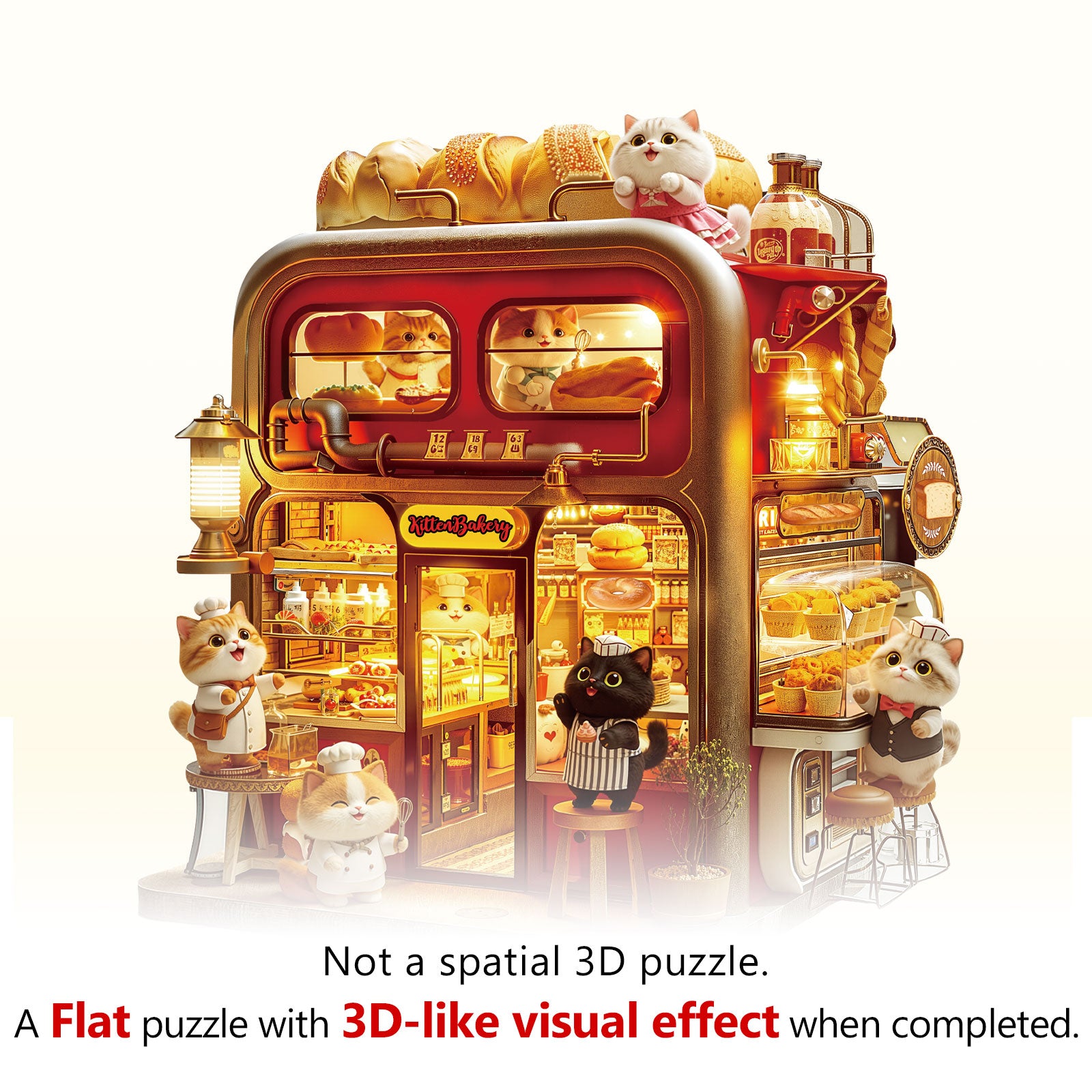 Kitten Bakery Wooden Jigsaw Puzzle