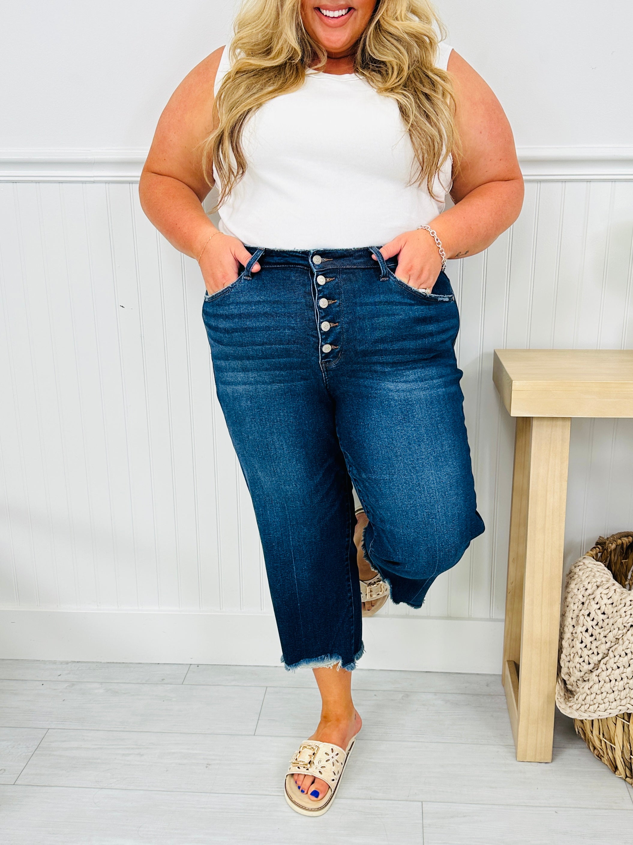 Judy Blue On The Fly Cropped Wide Leg Jeans