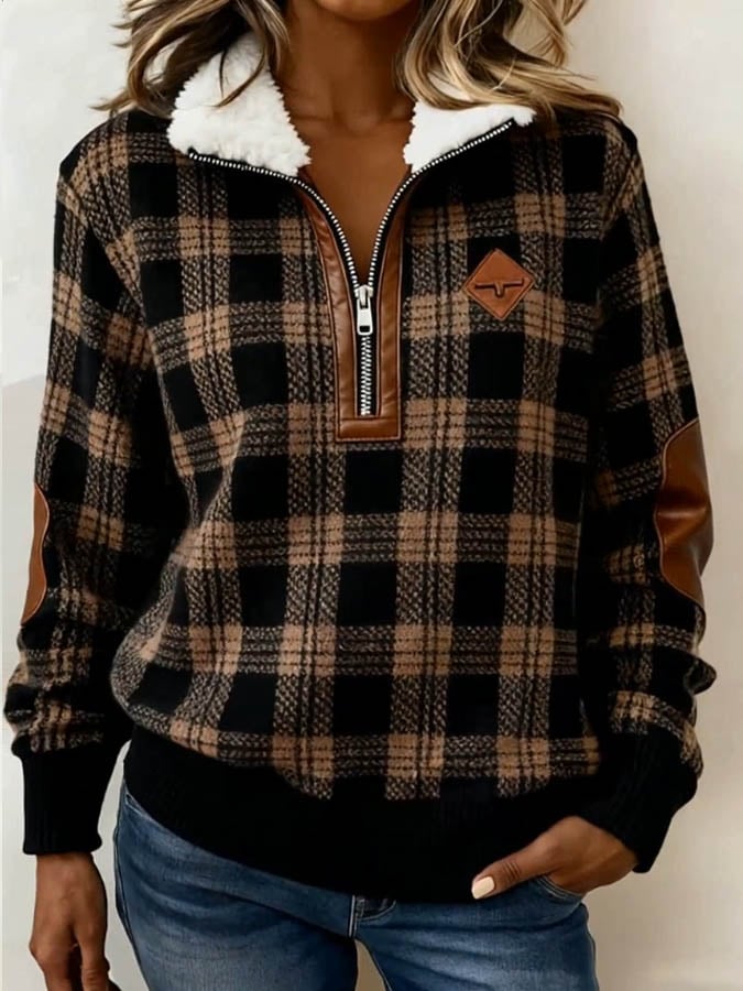 Women'S Casual Loose Color-Blocked Sweatshirt