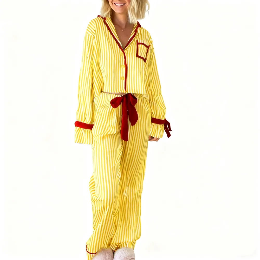 Womens Striped Pajama Set