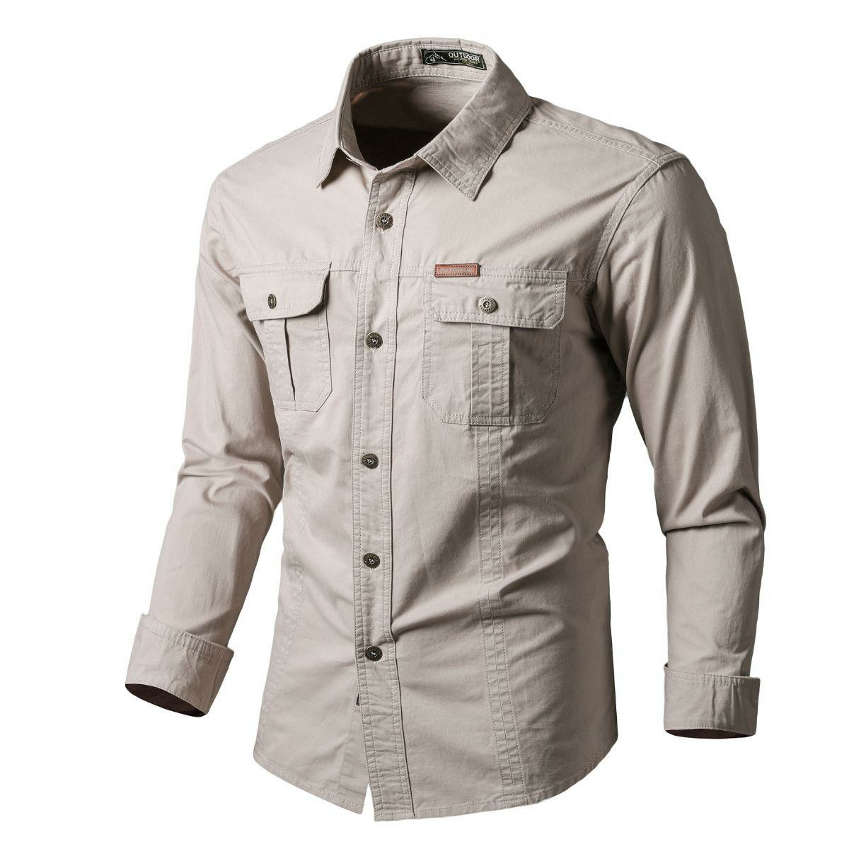 Men's Long Sleeve Workwear Shirt - Outdoor Casual Versatile Top