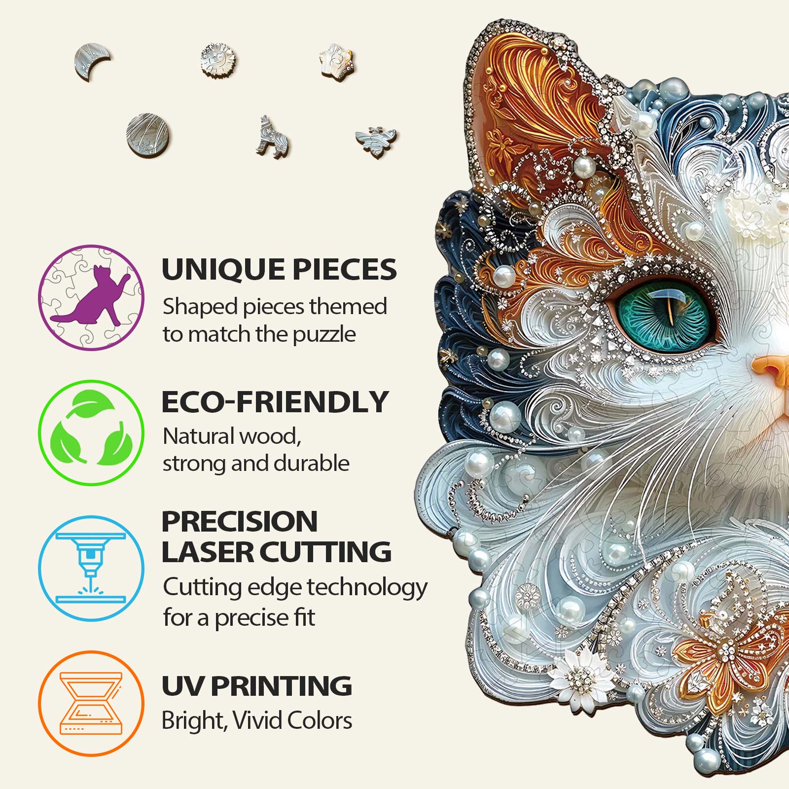 Jewelry Kitten Wooden Jigsaw Puzzle