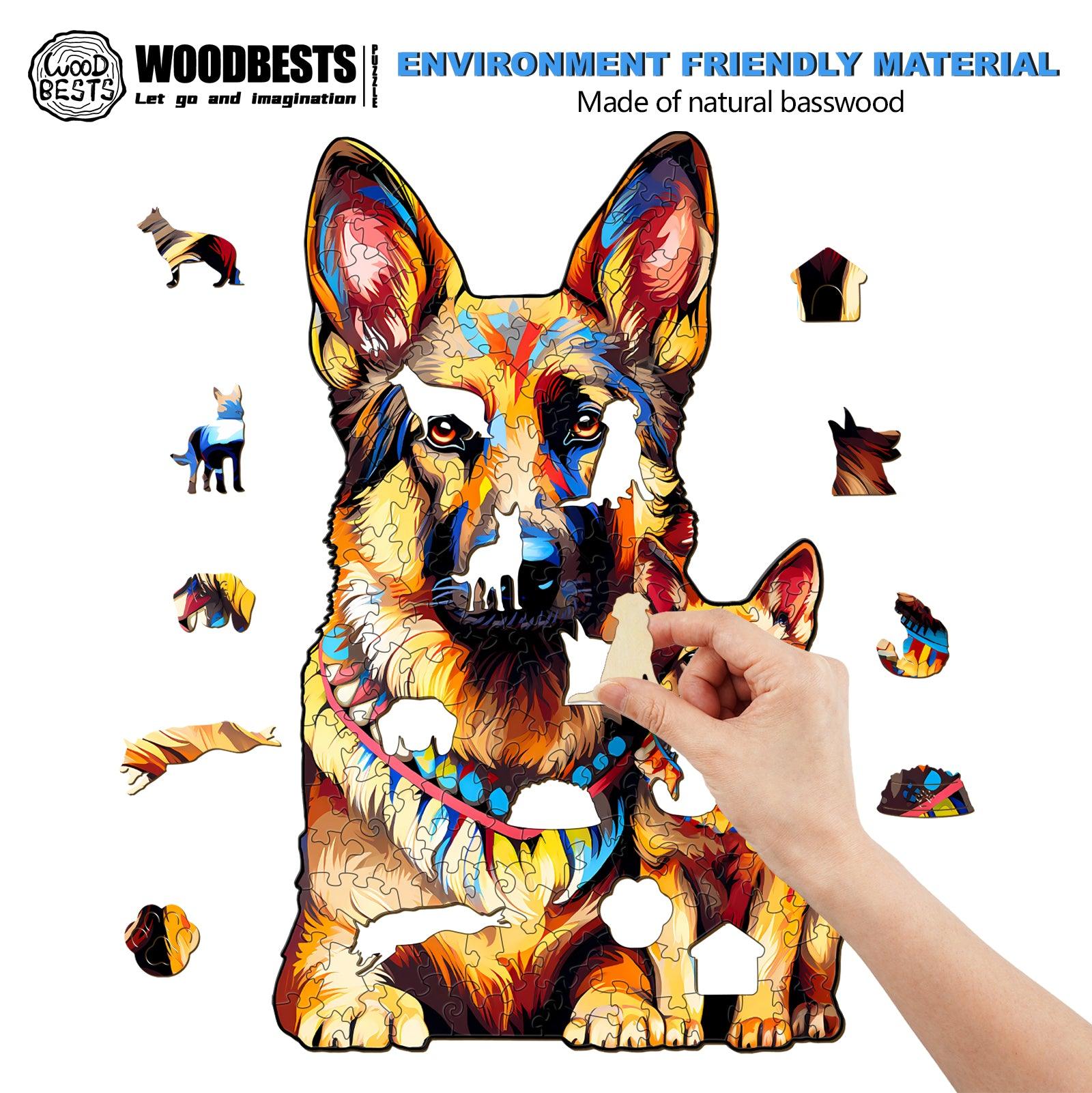 German Shepherd Family Wooden Jigsaw Puzzle