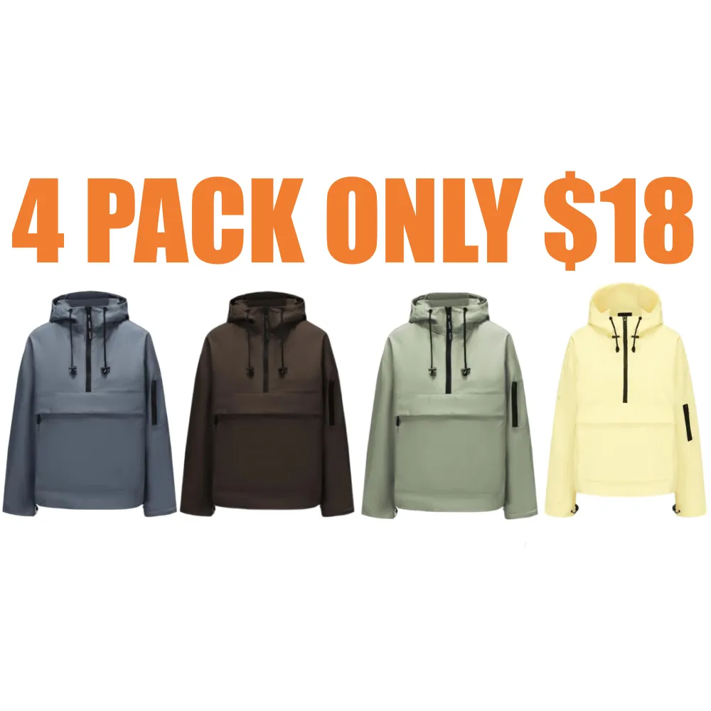 Woman Waterproof Oversized Fall Hoodie Coat Warm Half Zip Rain Jacket