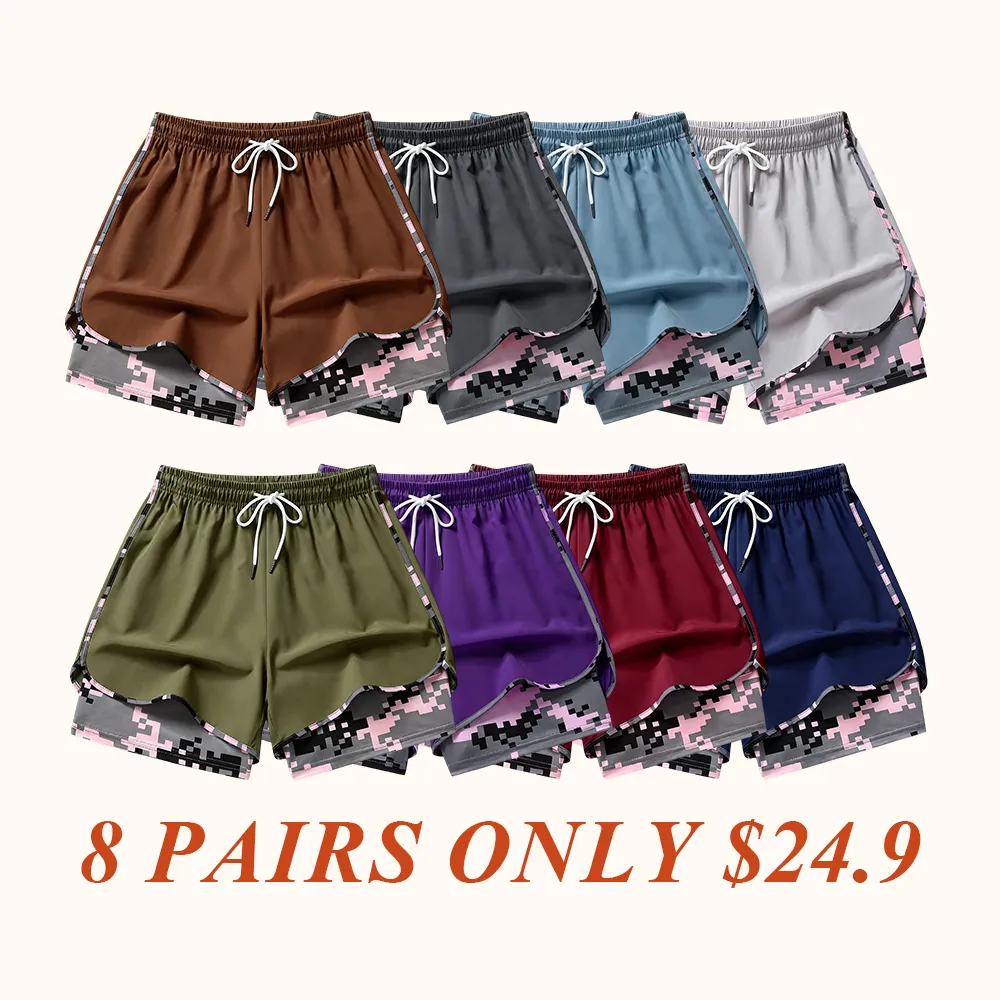 Women’s casual athletic shorts with built-in liner, drawstring, elastic waistband—suitable for outdoor sports, fitness