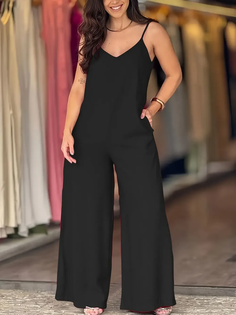 Women's Elegant Solid Color Strapless Jumpsuit, Stylish One-Piece for Casual Wear, Comfortable and Versatile Fashion Choice