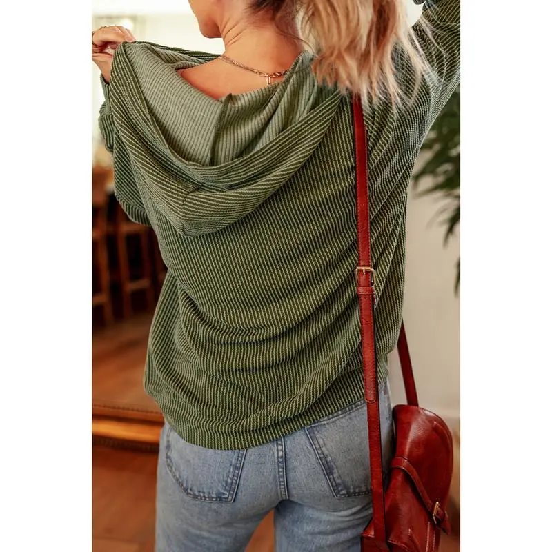 Women's Casual Loose Long Sleeve Ribbed Knit Shirts