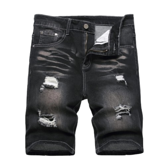Men's Slim Fit Stretch Denim Shorts Ripped Skinny Jean Shorts for