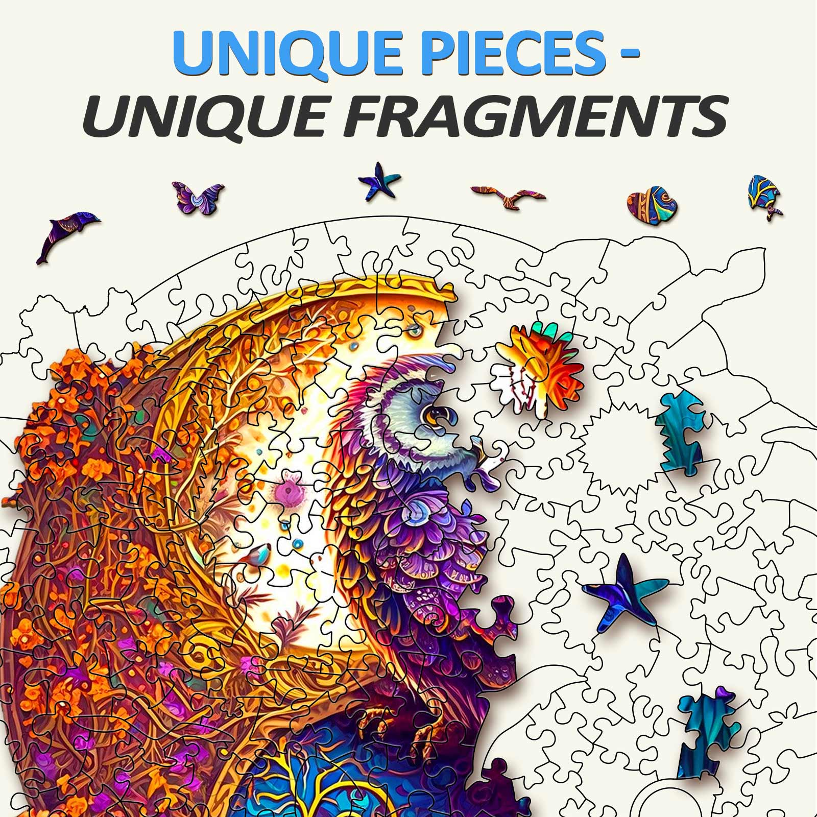 Yin Yang Owl 1 Wooden Jigsaw Puzzle