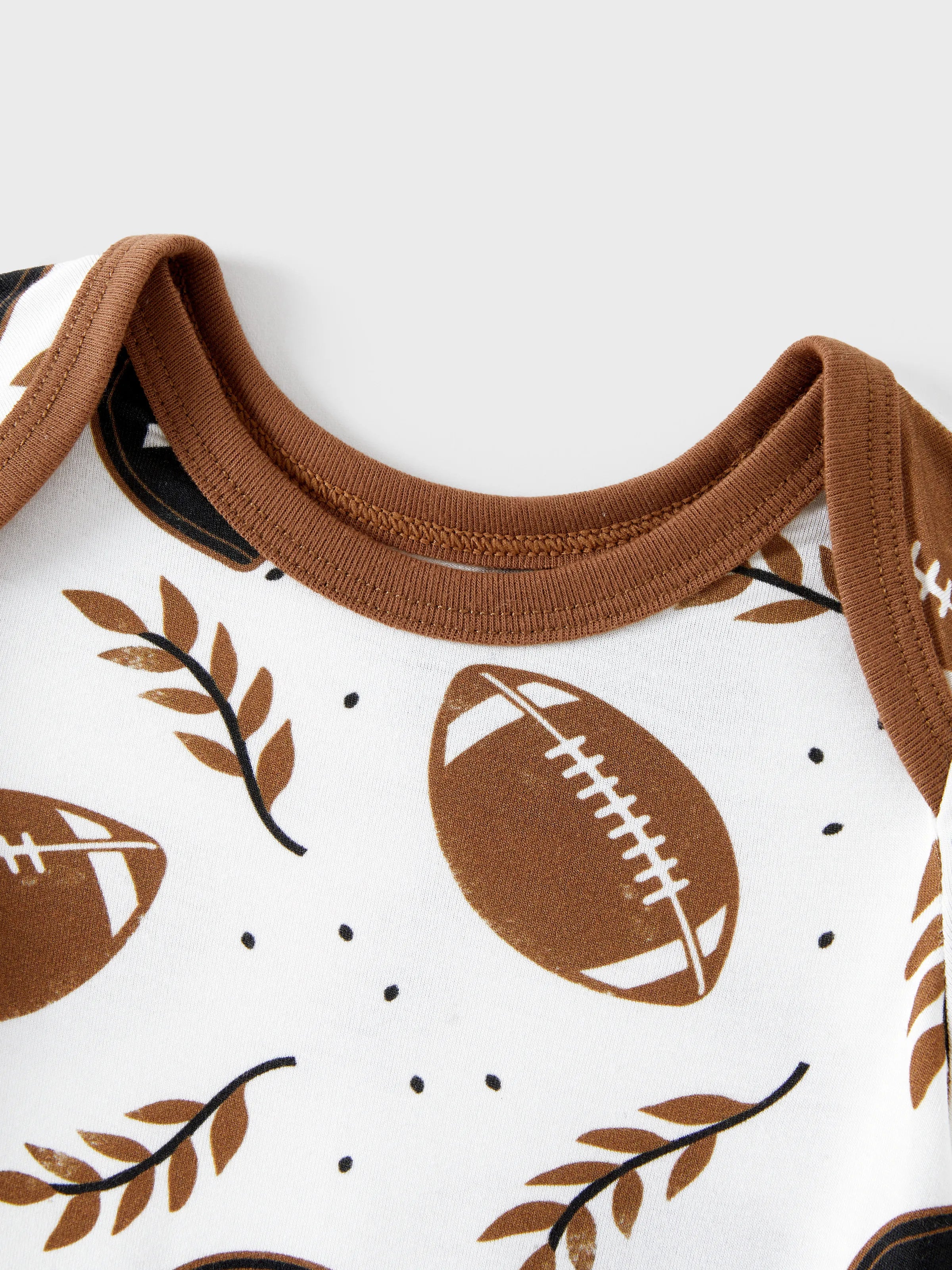 Bamboo Family Pajamas Football and Letter Print Short-sleeve Matching Pajama Set ( Snug-Fitting for Children ) Khaki