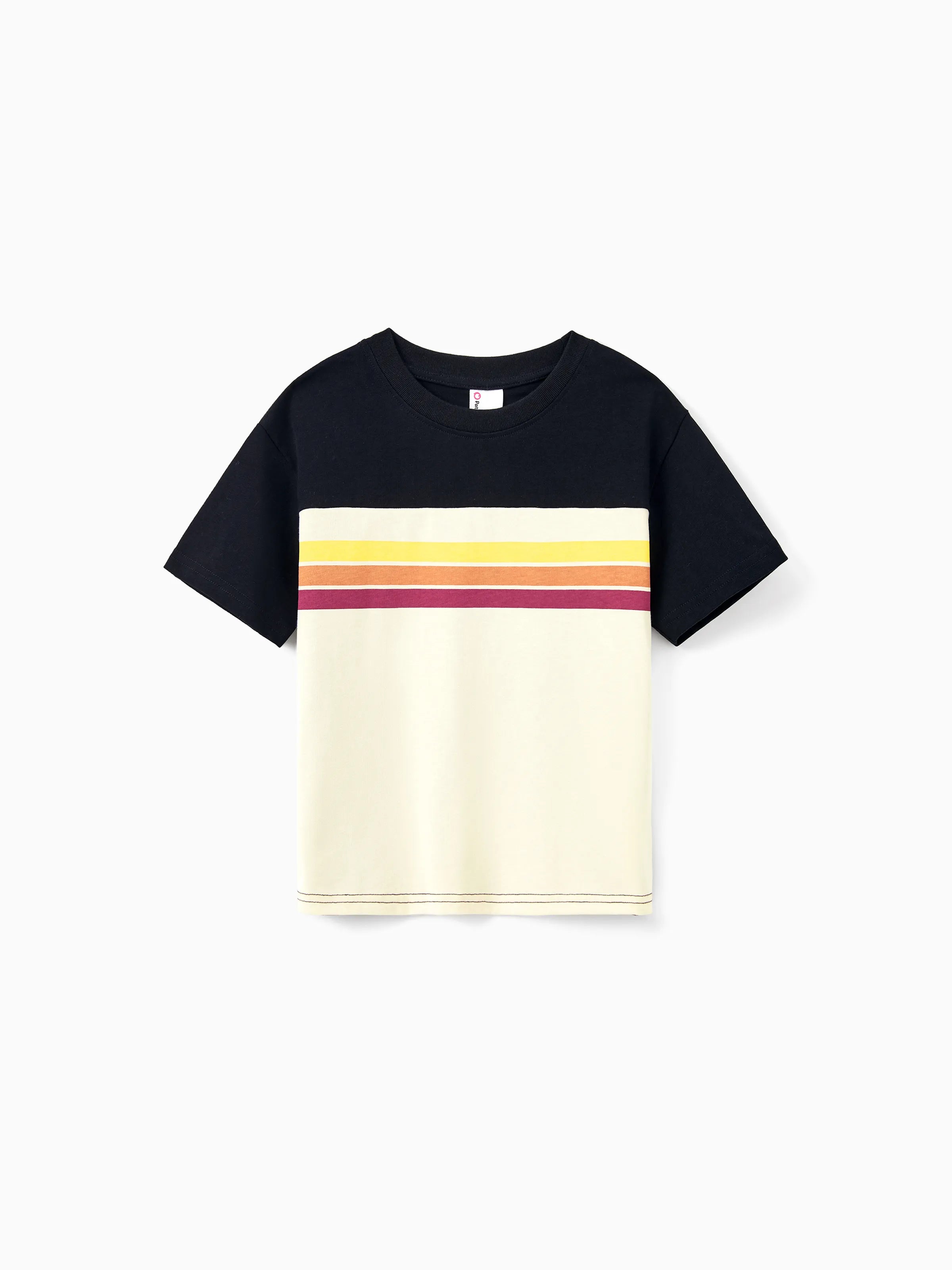 Family Matching Set Floral Sleeveless Strappy Dress or Colorblock Short-sleeve T-shirt  Black