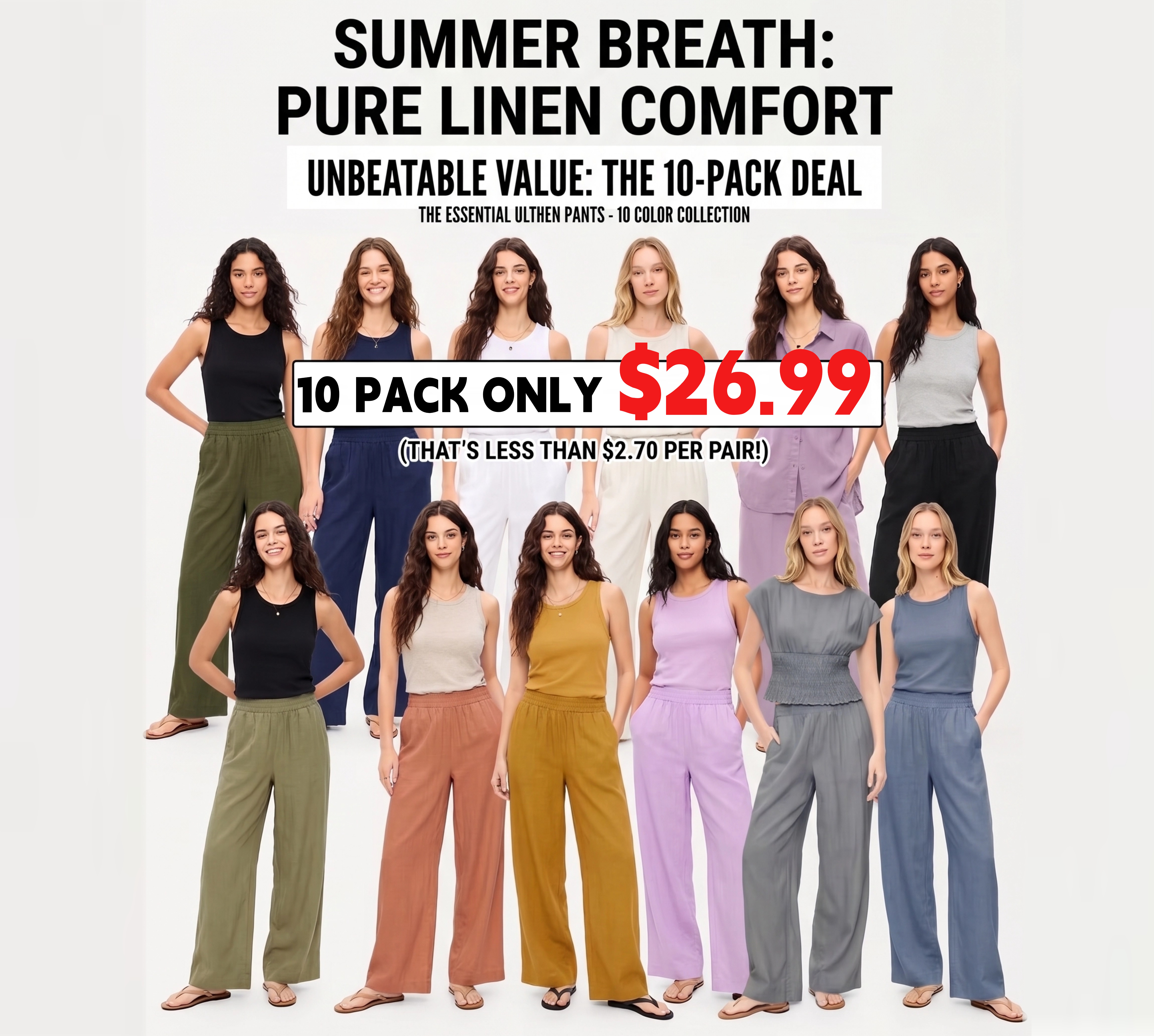 Women's High-Waisted Linen-Blend Wide-Leg Pants