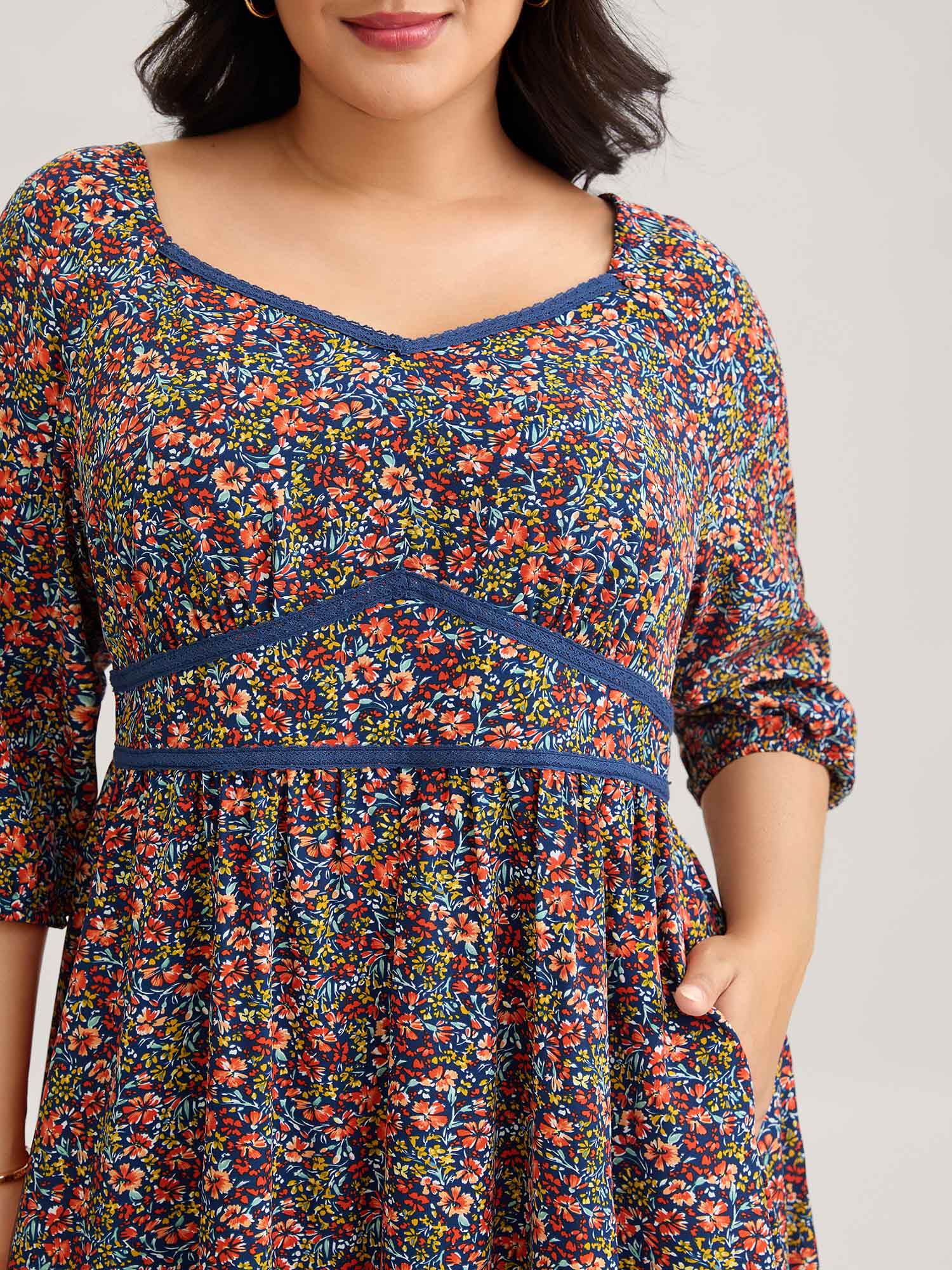 Ditsy Floral Woven Ribbon Maxi Dress