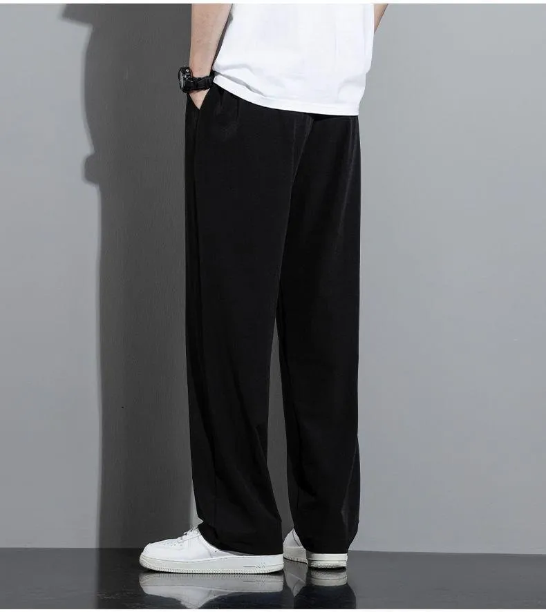 Men’s Casual Lightweight Ice Silk Jogger Pants with Drawstring Waist — Machine washable
