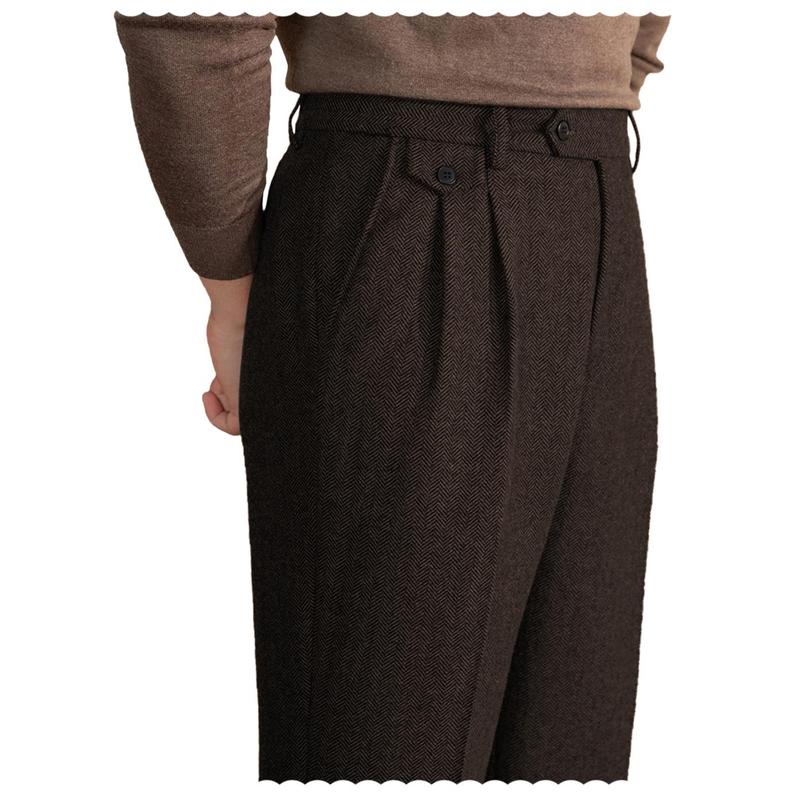 🧵 Men’s Retro Herringbone Tweed Dress Pants