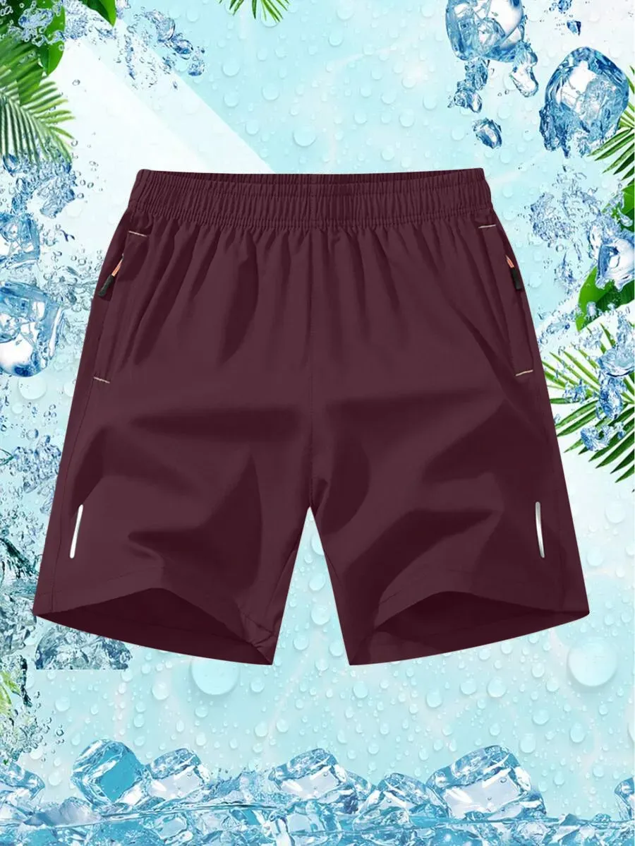 Men'S Solid Color Zipper Pocket Shorts