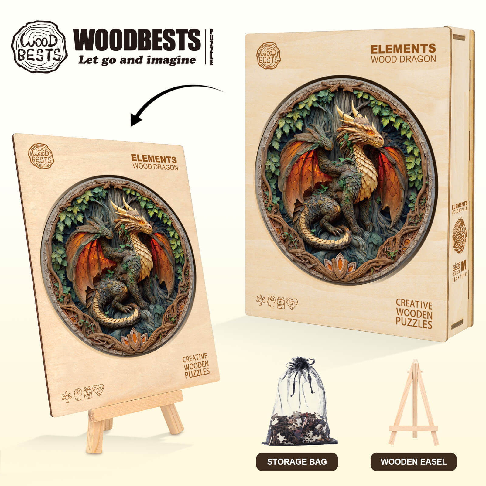 Elements Wood Dragon Wooden Jigsaw Puzzle