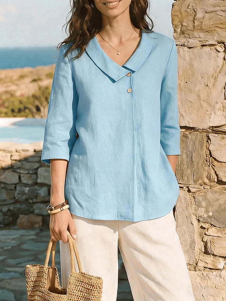 Women's Retro Solid Color Casual Shirt- Fast Shipping