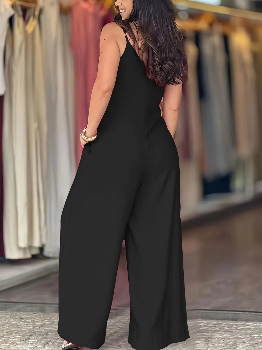 Women's Elegant Solid Color Strapless Jumpsuit, Stylish One-Piece for Casual Wear, Comfortable and Versatile Fashion Choice