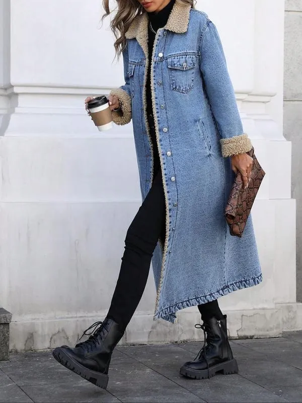 Women's Casual Denim Long Coat
