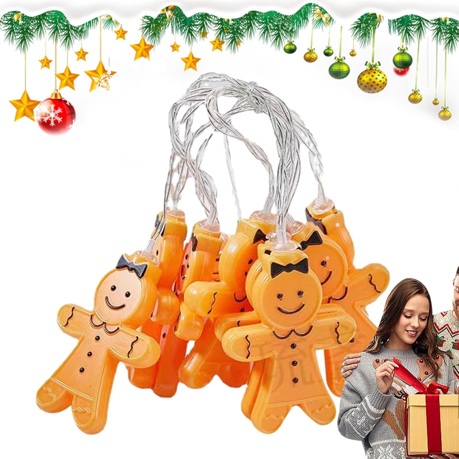 Gingerbread Man String Lights🌟Holiday Atmosphere Gifts🎁Christmas LED Lights