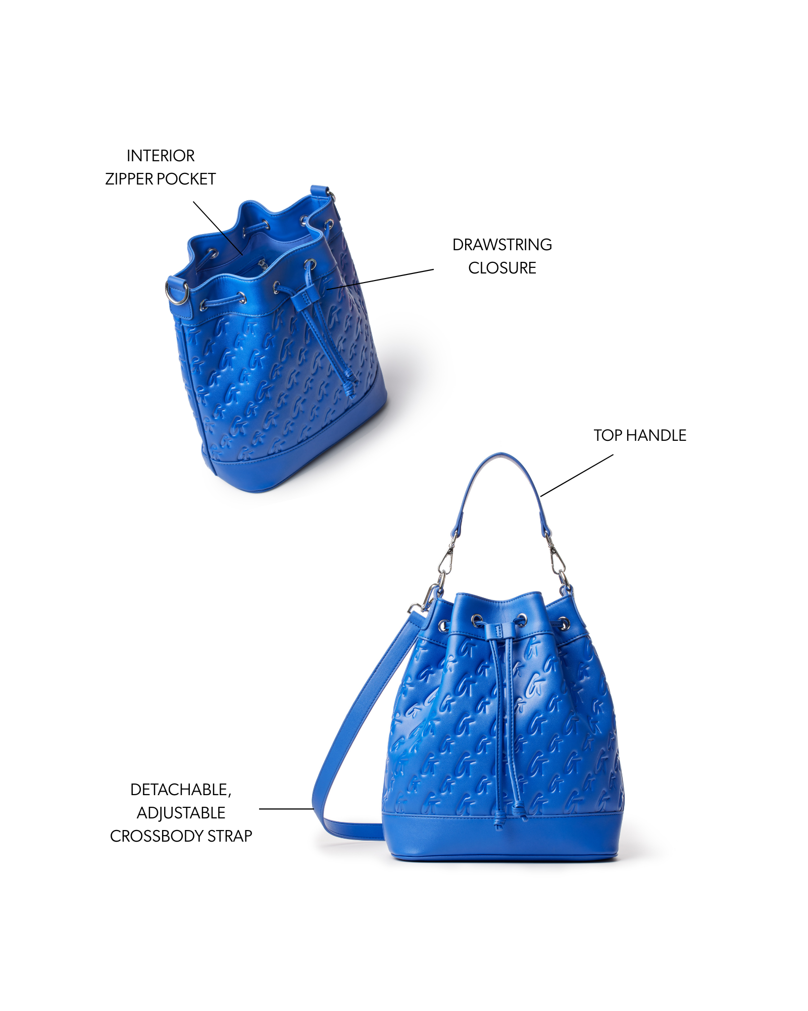LARGE MONOGRAM BUCKET BAG - BLUE
