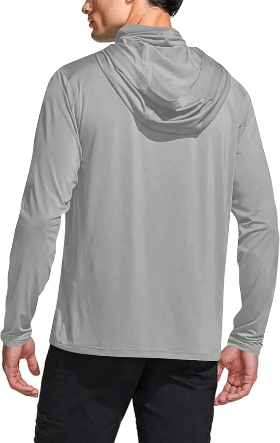 Long Sleeve Sun Shirt Men UPF 50+ Rash Guard Cooling Fishing Hoodies with Mask Casual Summer UV SPF Hiking Blouses