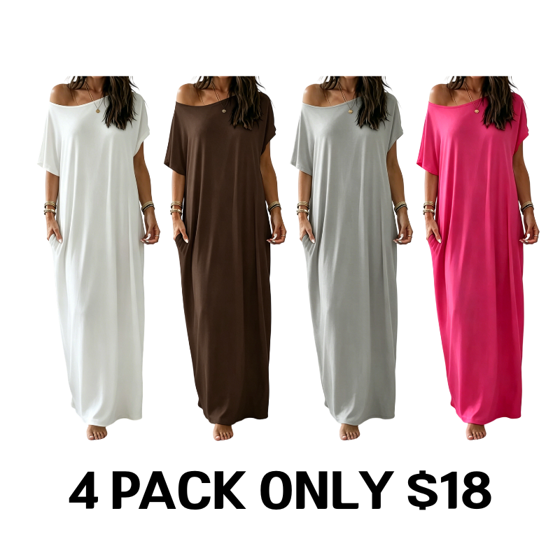 Women's Solid Color Batwing Sleeve Lounge Dress