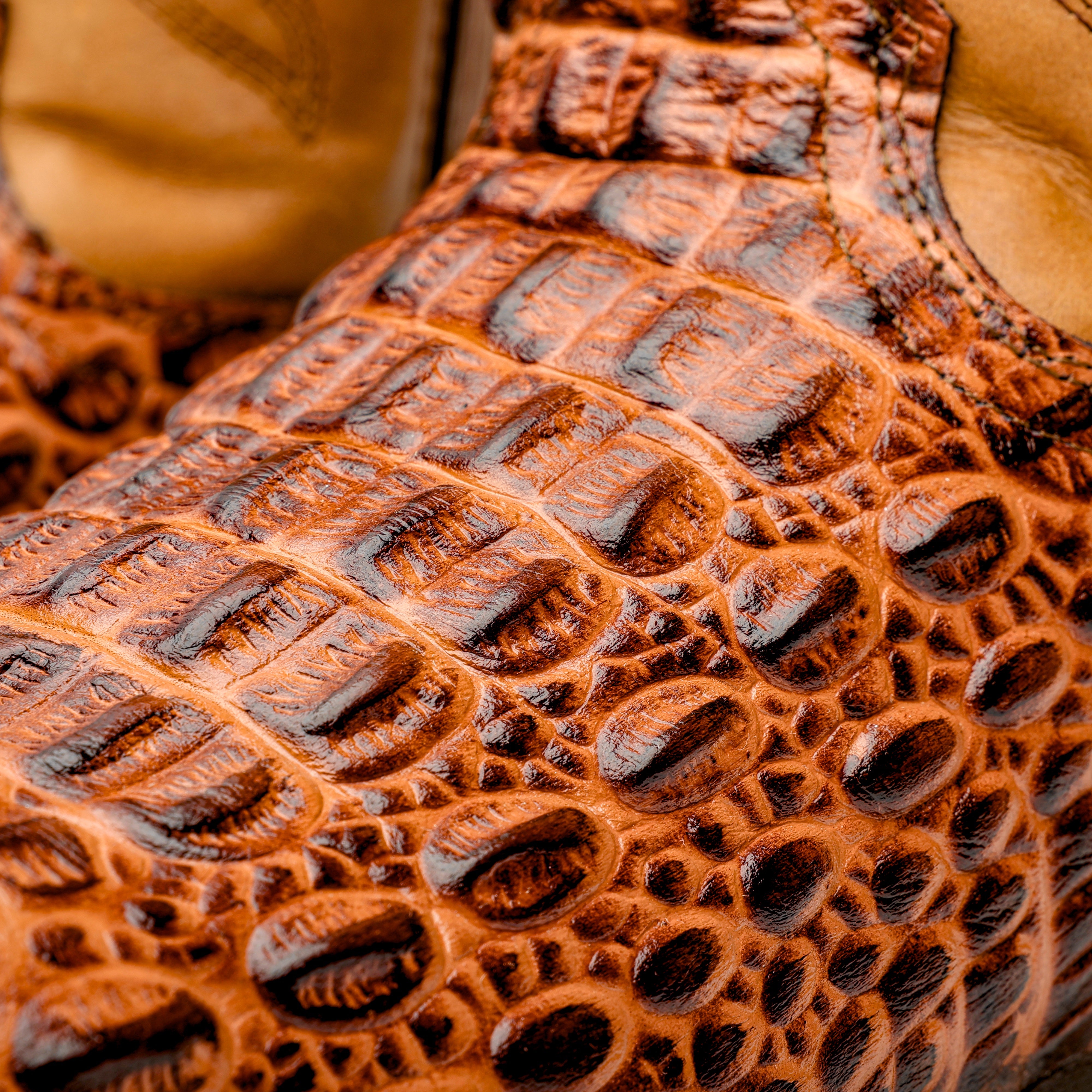Tan Caiman Hornback Leather Boots With 3D Lightweight Sole - Composite Toe