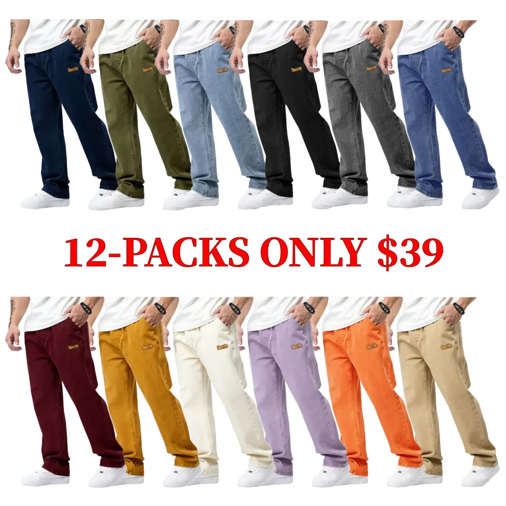 Men's drawstring elastic waist jeans