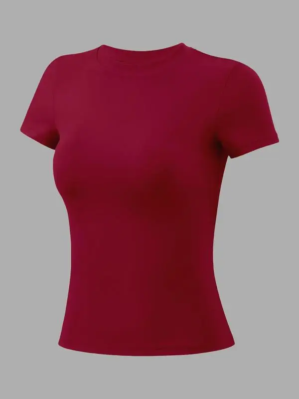 Women's Solid Round Neck Sports Tee (Less than $3 each!)
