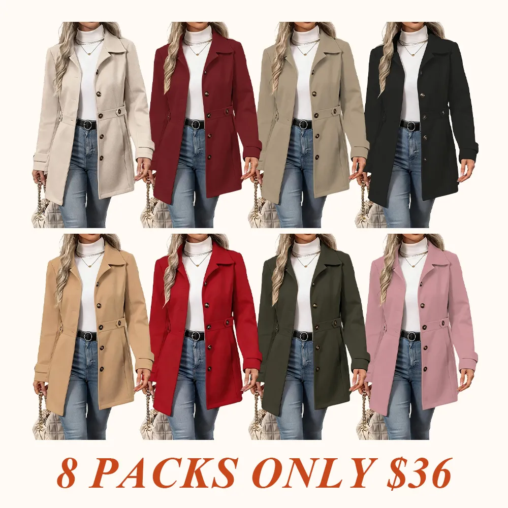 Women's Elegant Overcoat Notched Shawl Collar Single Breasted Outerwear Winter Long Coat