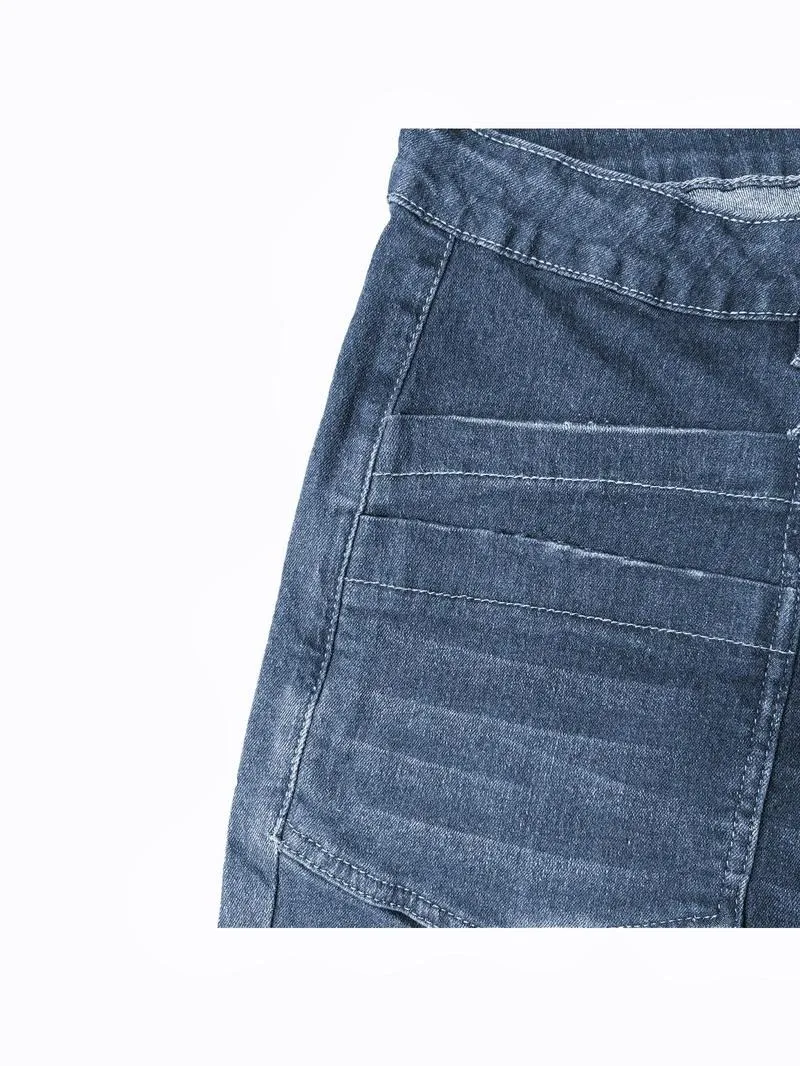 Solid Color Wide Leg Stretchy Jeans, Casual Comfy Denim Stretchy Jeans for Daily Wear, Women's Bottoms for All Seasons