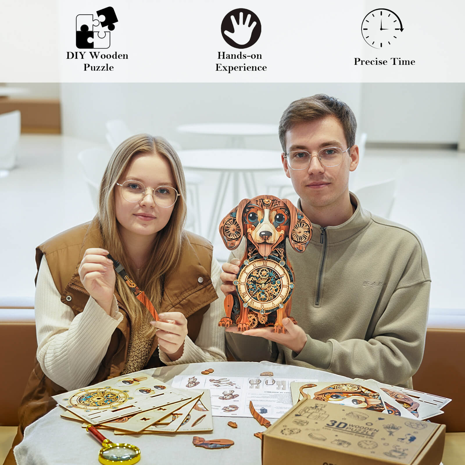Dachshund – DIY Wooden Clock, 3D Puzzle Craft Kit