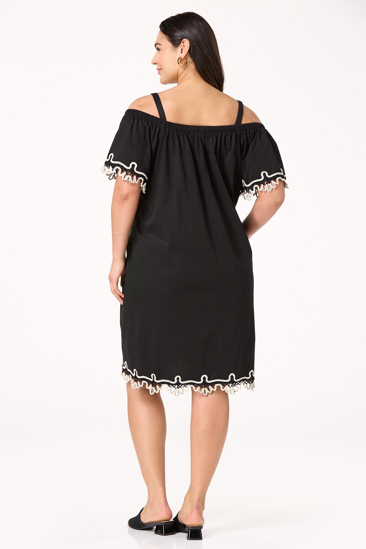 Plus Size Crochet Trim Swing Dress